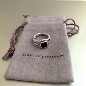 David Yurman Black Onyx and Diamond Ring Size 6